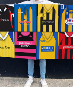 Shrewsbury Town Retro Kit Montage Football Flag High Quality Classic Kits