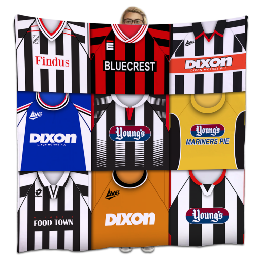Grimsby Town Classic Kits Montage Retro Shirt Fleece Blanket / Throw