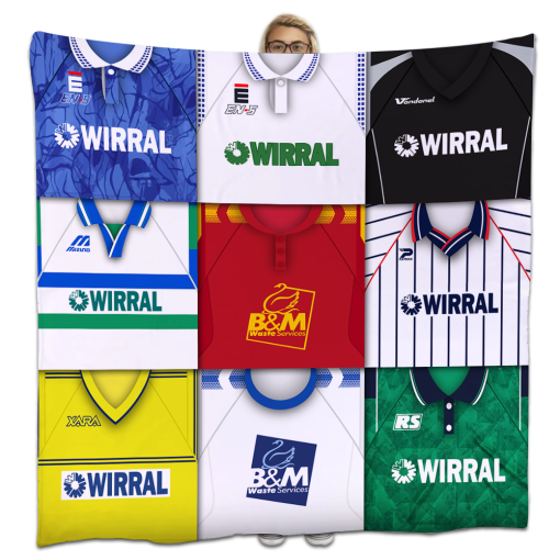 Tranmere Rovers Classic Kits Montage Retro Shirt Fleece Blanket / Throw
