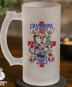 England Women Champions Of Europe 2025 Frosted Beer Glass