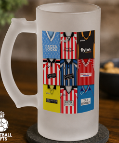 Exeter City Retro Shirt Montage Frosted Beer Glass Classic Kits