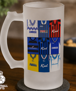 Gillingham Retro Shirt Montage Frosted Beer Glass Classic Kits