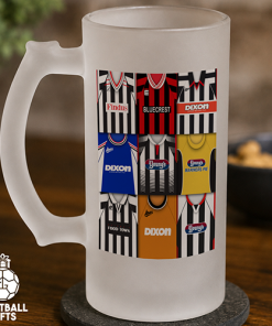 Grimsby Town Retro Shirt Montage Frosted Beer Glass Classic Kits