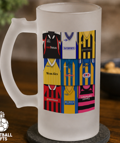 Shrewsbury Town Retro Shirt Montage Frosted Beer Glass Classic Kits