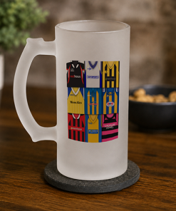Shrewsbury Town Retro Shirt Montage Frosted Beer Glass Classic Kits