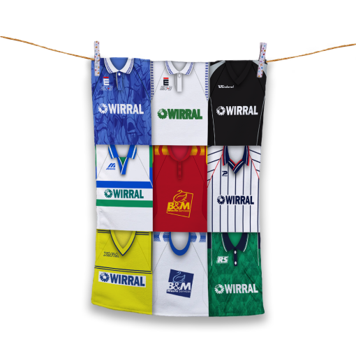Tea Towel Tranmere Rovers Classic Kits Montage Retro Shirt Tea Towel