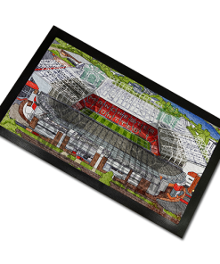 Man Utd Around The Grounds Old Trafford Water Colour Bar Runner Mat
