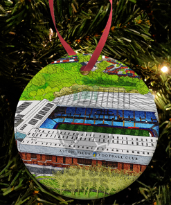 Aston Villa Around The Grounds Villa Park Water Colour Christmas Tree Decoration Bauble