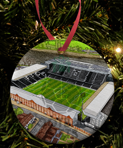 Fulham Around The Grounds Craven Cottage Water Colour Christmas Tree Decoration Bauble