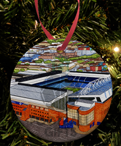 Rangers Around The Grounds Ibrox Stadium Water Colour Christmas Tree Decoration Bauble