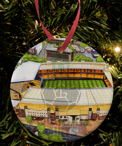 Wolves Around The Grounds Molineux Stadium Water Colour Christmas Tree Decoration Bauble