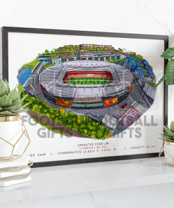Arsenal Around The Grounds The Emirates Stadium Water Colour Print Framed Print