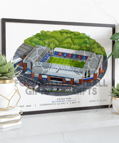 Blackburn Rovers Around The Grounds Ewood Park Water Colour Print Framed Print