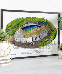 Brighton Around The Grounds Amex Stadium Water Colour Print Framed Print