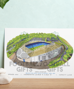 Alternative view of Brighton Around The Grounds Amex Stadium Water Colour Print Framed Print