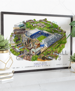 Chelsea Around The Grounds Stamford Bridge Water Colour Print Framed Print