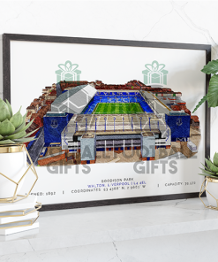 Everton Around The Grounds Goodison Park Water Colour Print Framed Print