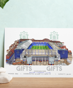 Alternative view of Everton Around The Grounds Goodison Park Water Colour Print Framed Print