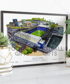 Ipswich Around The Grounds Portman Road Water Colour Print Framed Print