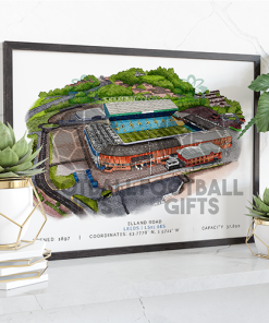 Leeds Around The Grounds Elland Road Water Colour Print Framed Print