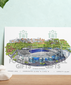 Alternative view of Man City Around The Grounds Etihad Stadium Water Colour Print Framed Print