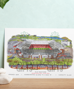 Alternative view of Man Utd Around The Grounds Old Trafford Water Colour Print Framed Print