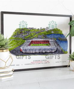 Middlesbrough Around The Grounds Riverside Stadium Water Colour Print Framed Print
