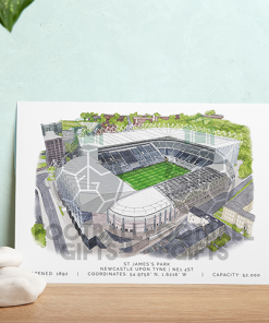 Alternative view of Newcastle Around The Grounds St James Park Water Colour Print Framed Print