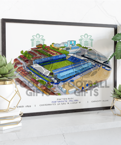 Portsmouth Around The Grounds Fratton Park Water Colour Print Framed Print
