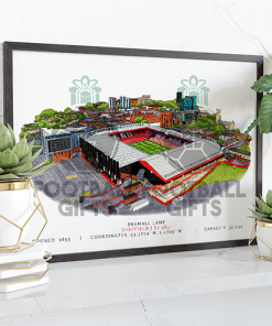 Sheff Utd Around The Grounds Bramall Lane Water Colour Print Framed Print