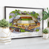 Wolves Around The Grounds Molineux Stadium Water Colour Print Framed Print
