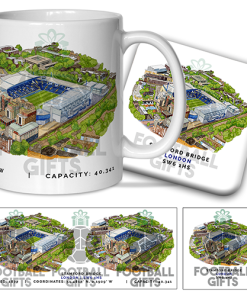 Chelsea Around The Grounds Stamford Bridge Water Colour Mug & Coaster Set
