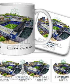 Ipswich Town Around The Grounds Portman Road Water Colour Mug & Coaster Set