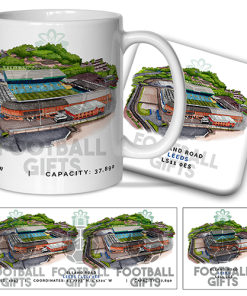 Leeds Utd Around The Grounds Elland Road Water Colour Mug & Coaster Set
