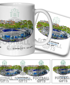 Man City Around The Grounds Etihad Stadium Water Colour Mug & Coaster Set