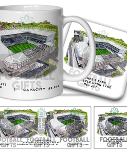 Newcastle Around The Grounds St James Park Water Colour Mug & Coaster Set