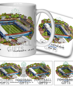 QPR Around The Grounds Loftus Road Water Colour Mug & Coaster Set