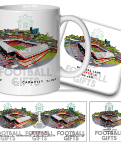 Sheff Utd Around The Grounds Bramall Lane Water Colour Mug & Coaster Set