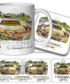Wolves Around The Grounds Molineux Stadium Water Colour Mug & Coaster Set