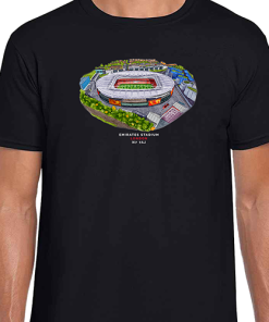 Arsenal Around The Grounds Emirates Stadium Water Colour Black T-Shirt