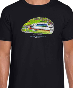 Aston Villa Around The Grounds Villa Park Water Colour Black T-Shirt