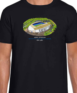 Brighton Around The Grounds Amex Stadium Water Colour Black T-Shirt