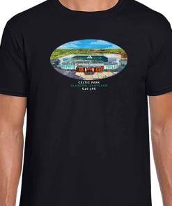 Celtic Around The Grounds Celtic Park Water Colour Black T-Shirt