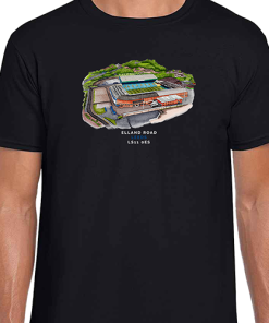 Leeds Around The Grounds Elland Road Water Colour Black T-Shirt
