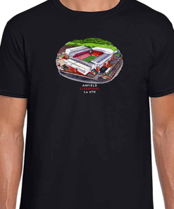 Liverpool Around The Grounds Anfield Water Colour Black T-Shirt