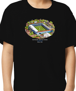 Alternative view of QPR Around The Grounds Loftus Road Water Colour Black T-Shirt
