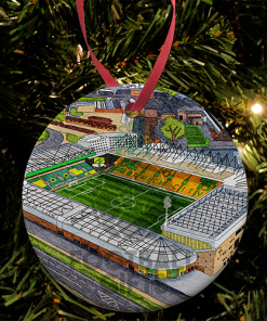 Norwich City Around The Grounds Carrow Road Water Colour Christmas Tree Decoration Bauble