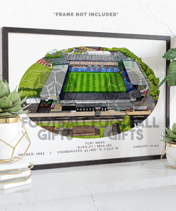 Burnley Around The Grounds Turf Moor Stadium Water Colour Print Framed Print