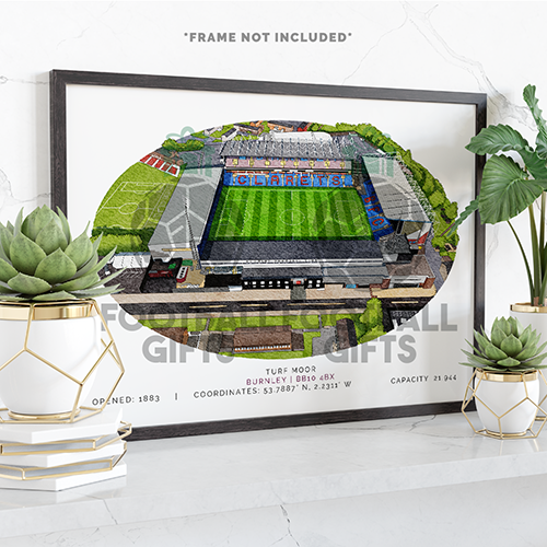 Burnley Around The Grounds Turf Moor Stadium Water Colour Print Framed Print