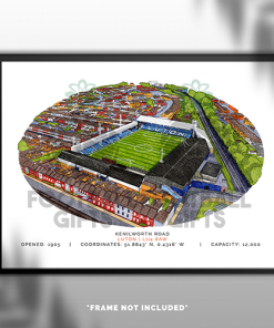 Alternative view of Luton Town Around The Grounds Kenilworth Road Stadium Water Colour Print Framed Print